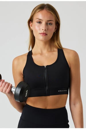 sportbh high support met panterprint - zwart