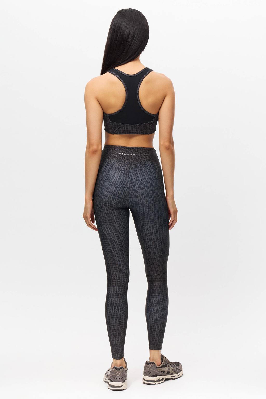 Grijsblauwe dames Rohnisch sportlegging blauw van polyester met slim fit en regular waist