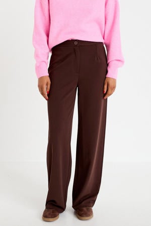 wide leg pantalon - donkerbruin