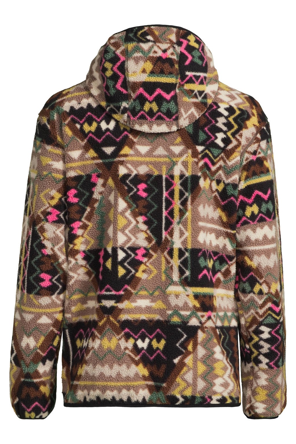 Zwart en multikleurige heren Columbia Helvetia™ II fleece hoodie met lange mouwen, capuchon en drukknoopsluiting