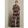 LOLALIZA wide leg gebloemde broek met borduursels - bruin