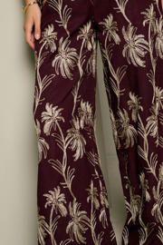 thumbnail: LOLALIZA wide leg gebloemde broek met borduursels - bruin