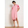 LOLALIZA gestreepte midi blousejurk met borduursels - roze
