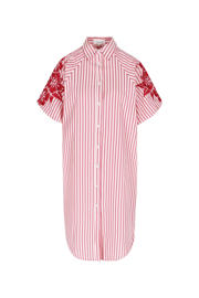 thumbnail: LOLALIZA gestreepte midi blousejurk met borduursels - roze