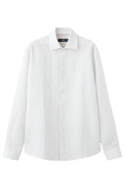 thumbnail: Mango Man slim fit overhemd met krijtstreep en linnen - ecru