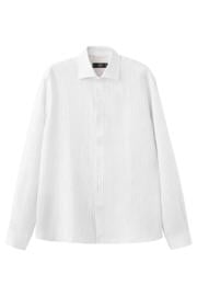 thumbnail: Mango Man slim fit overhemd met krijtstreep en linnen - wit