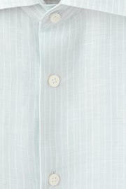 thumbnail: Mango Man slim fit overhemd met krijtstreep en linnen - groen