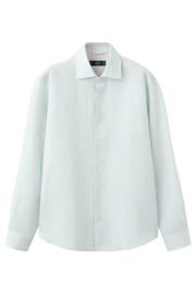 thumbnail: Mango Man slim fit overhemd met krijtstreep en linnen - groen