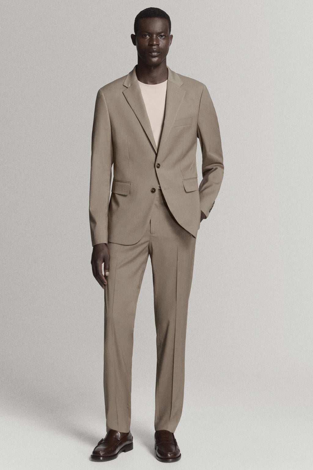 Mango Man slim fit colbert - middenbruin