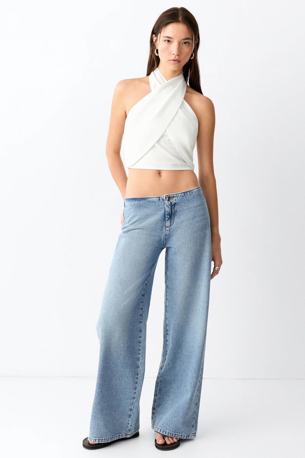 MANGO TEEN wide leg jeans - lichtblauw