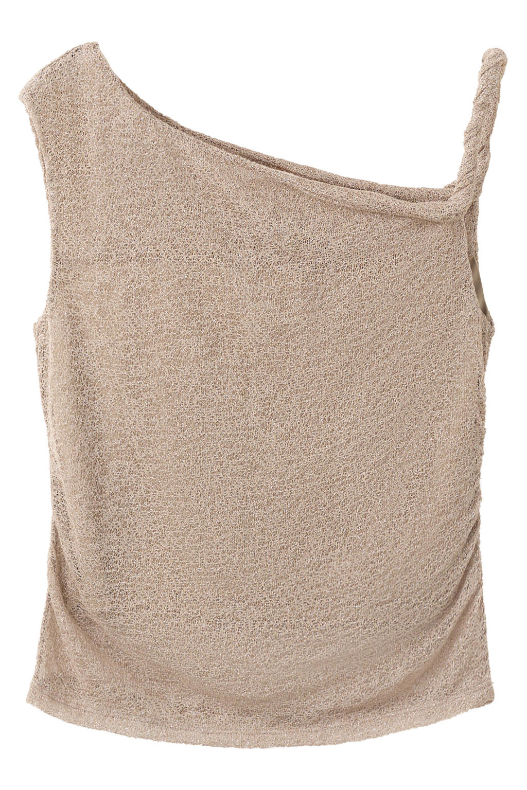 Gouden meisjes MANGO TEEN one shoulder top van polyester met effen en spaghettibandjes