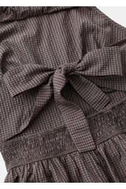 thumbnail: Mango halter geruite midi jurk met open rug - bruin