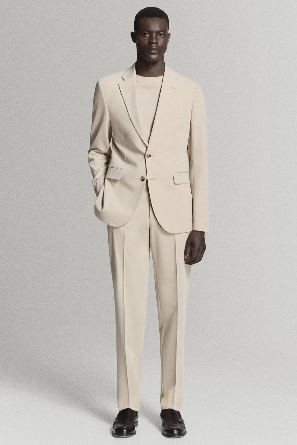 Mango Man slim fit pantalon - lichtbeige