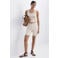 Mango regular waist straight leg denim short - beige