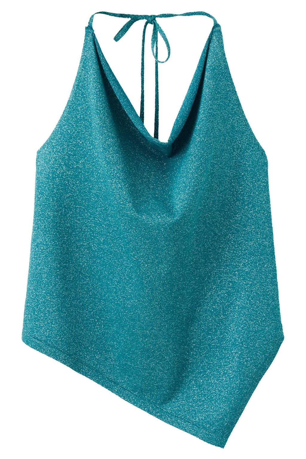 MANGO TEEN halter top met glitters - blauw