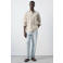 Mango Man regular fit overhemd met linnen - lichtbeige