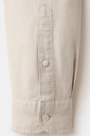 thumbnail: Mango Man regular fit overhemd met linnen - lichtbeige