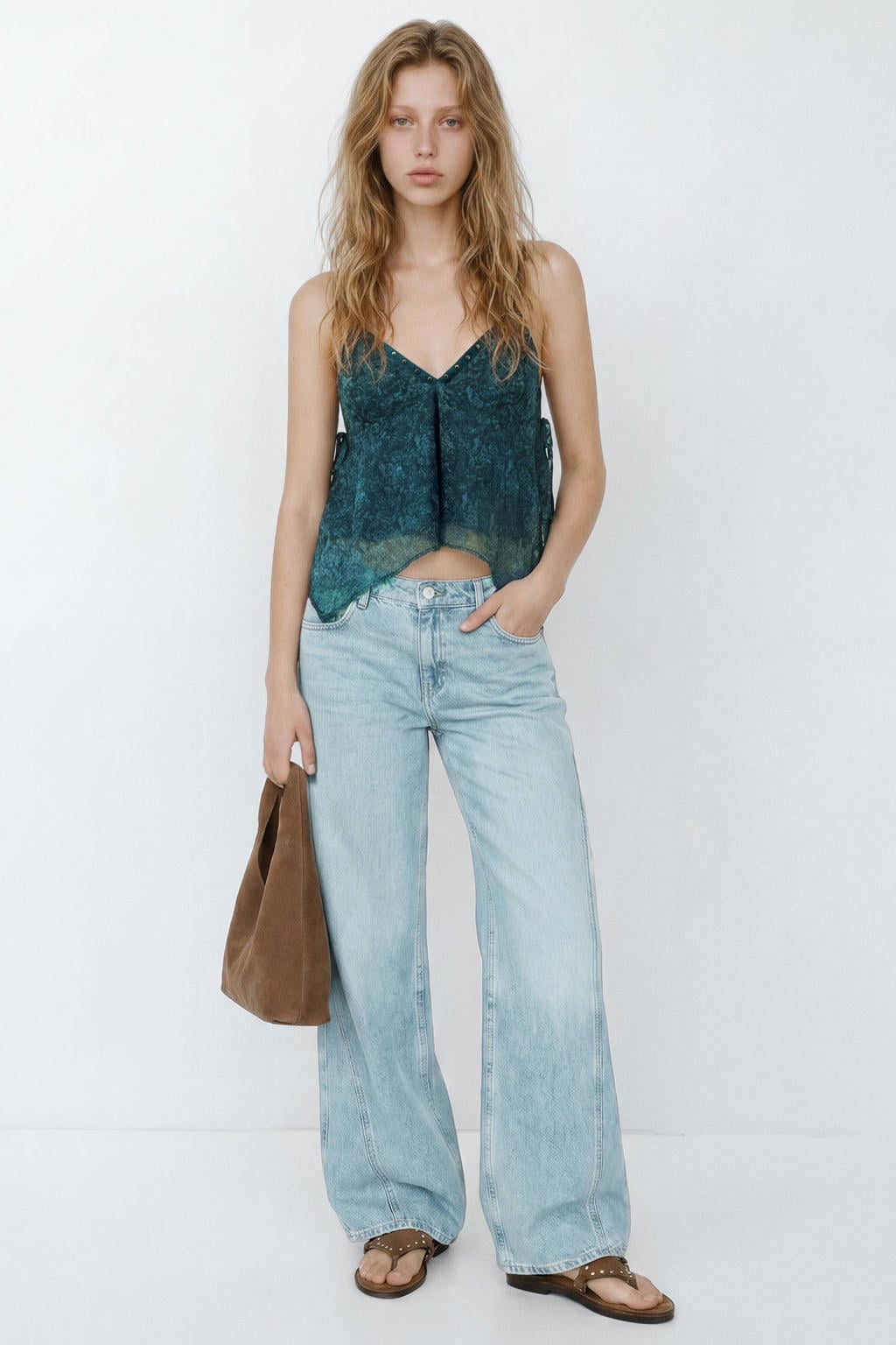 MANGO TEEN wide leg jeans - lichtblauw