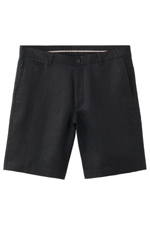 linnen slim fit chino short - zwart
