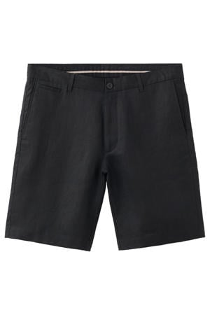 linnen slim fit chino short - zwart