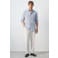 Mango Man slim fit gestreept overhemd - middenblauw