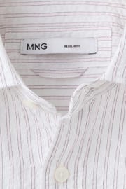 thumbnail: Mango Man slim fit gestreept overhemd - pastelroze