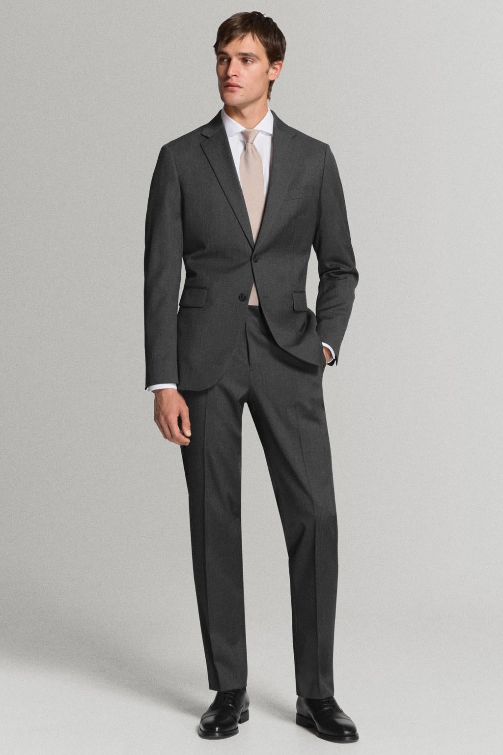 Mango Man wollen slim fit colbert - grijs