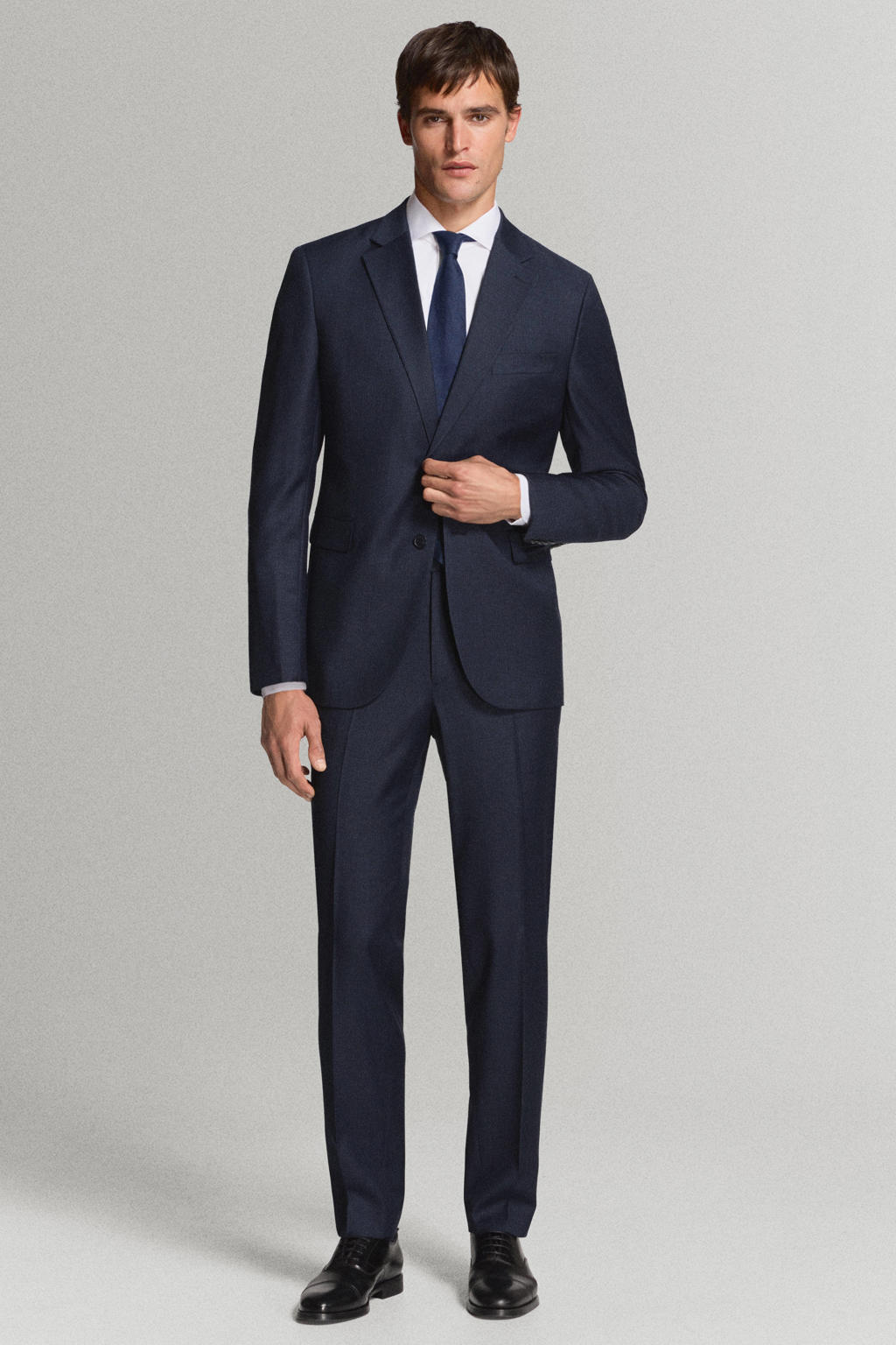 Mango Man wollen slim fit colbert - donkerblauw