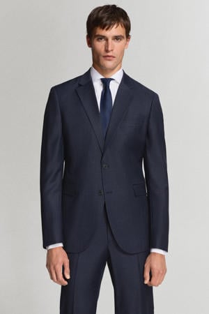 wollen slim fit colbert - donkerblauw