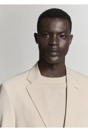 thumbnail: Mango Man slim fit gestreept colbert - lichtbeige