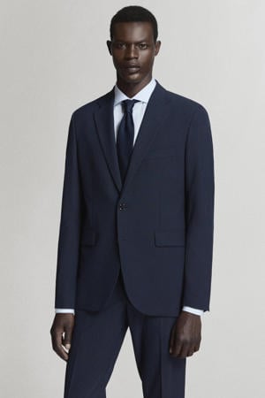 viscose slim fit colbert - donkerblauw