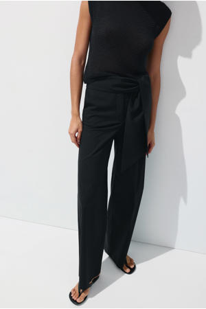 wide leg broek met ceintuur - zwart