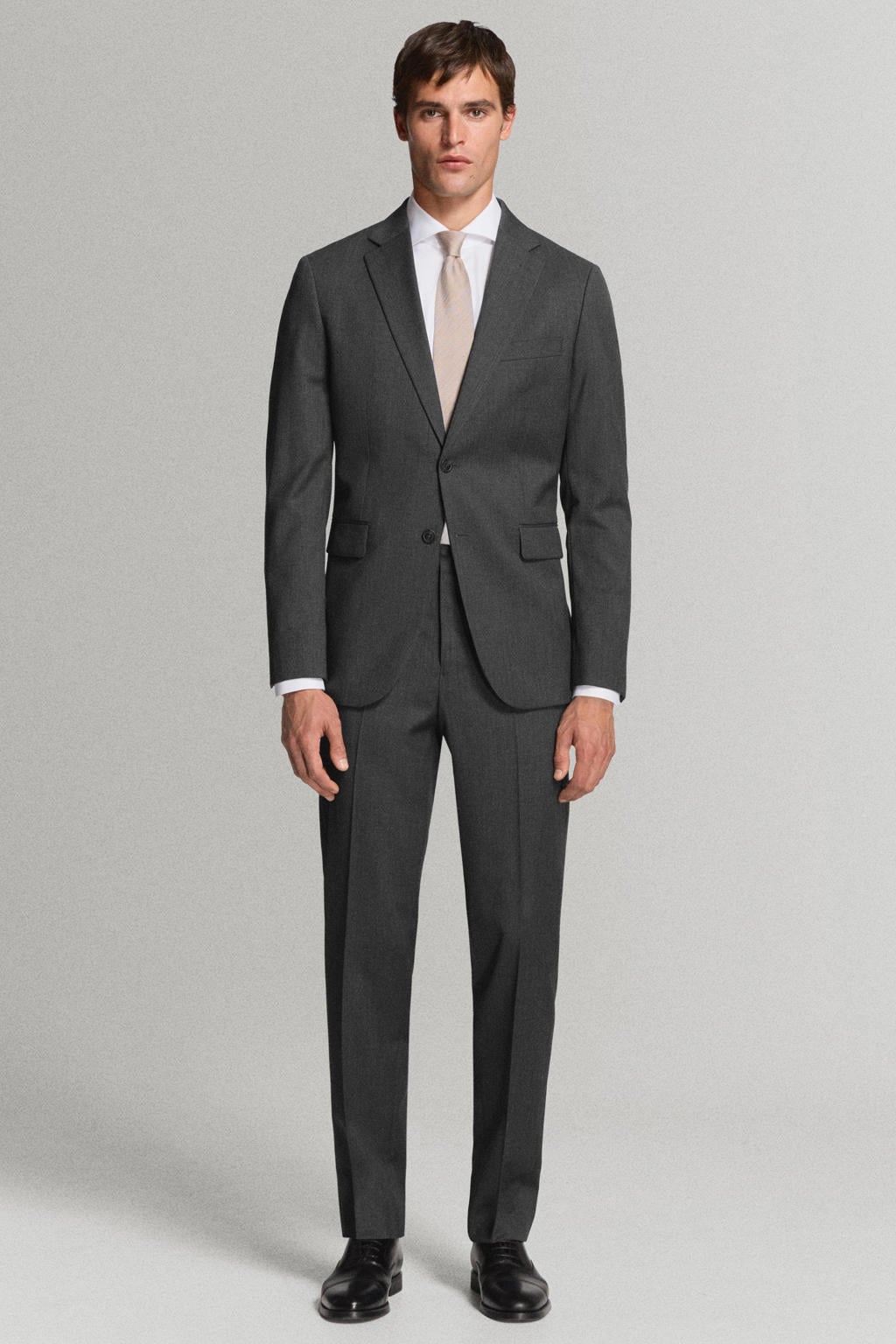 Mango Man wollen slim fit pantalon - grijs