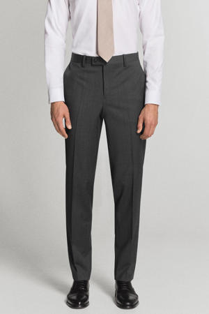 wollen slim fit pantalon - grijs