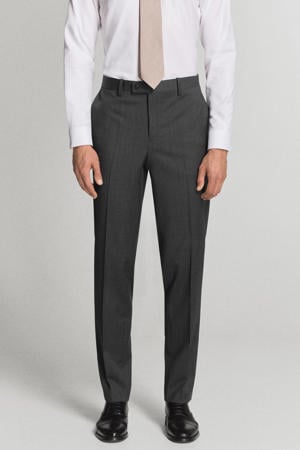 wollen slim fit pantalon - grijs