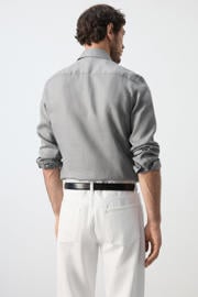 thumbnail: Mango Man linnen slim fit overhemd - antraciet