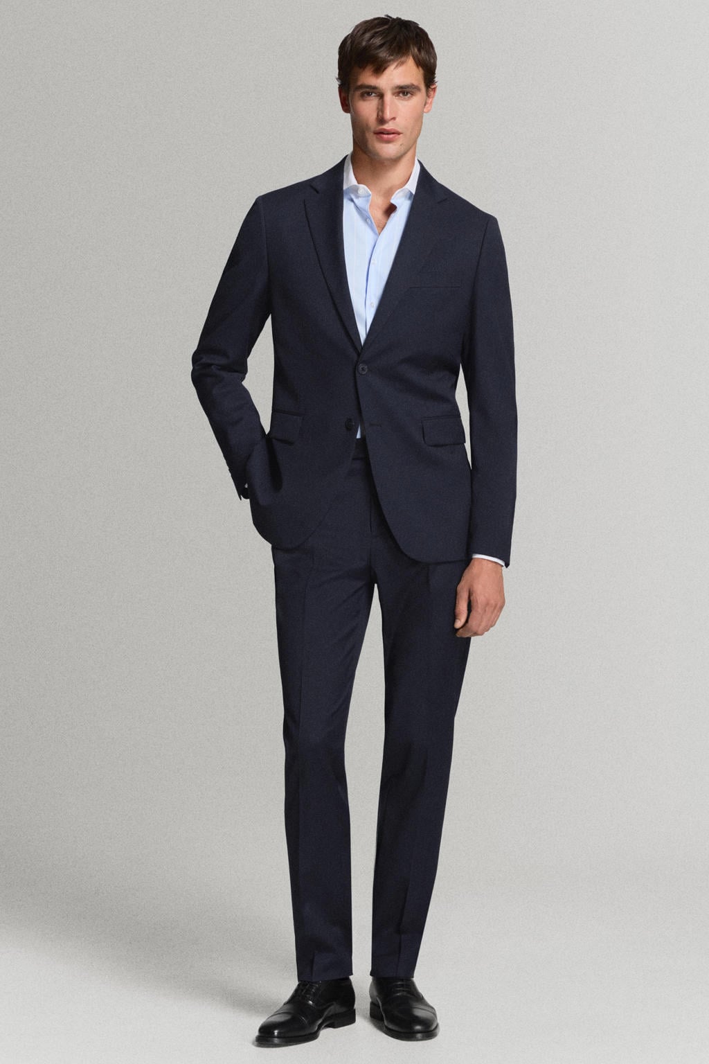 Mango Man wollen slim fit colbert - donkerblauw