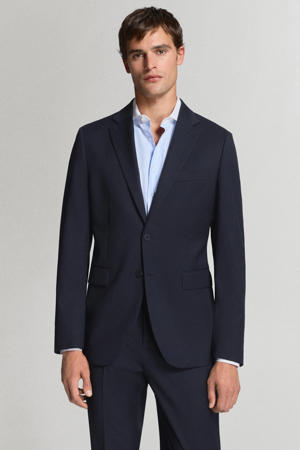wollen slim fit colbert - donkerblauw