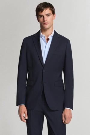 wollen slim fit colbert - donkerblauw