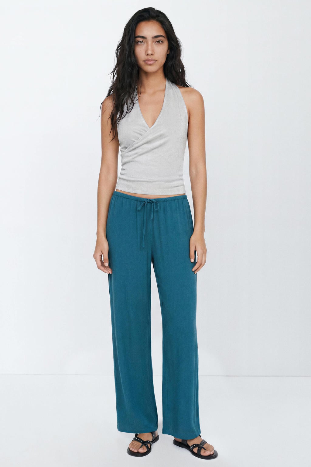 MANGO TEEN haltertop - zilver