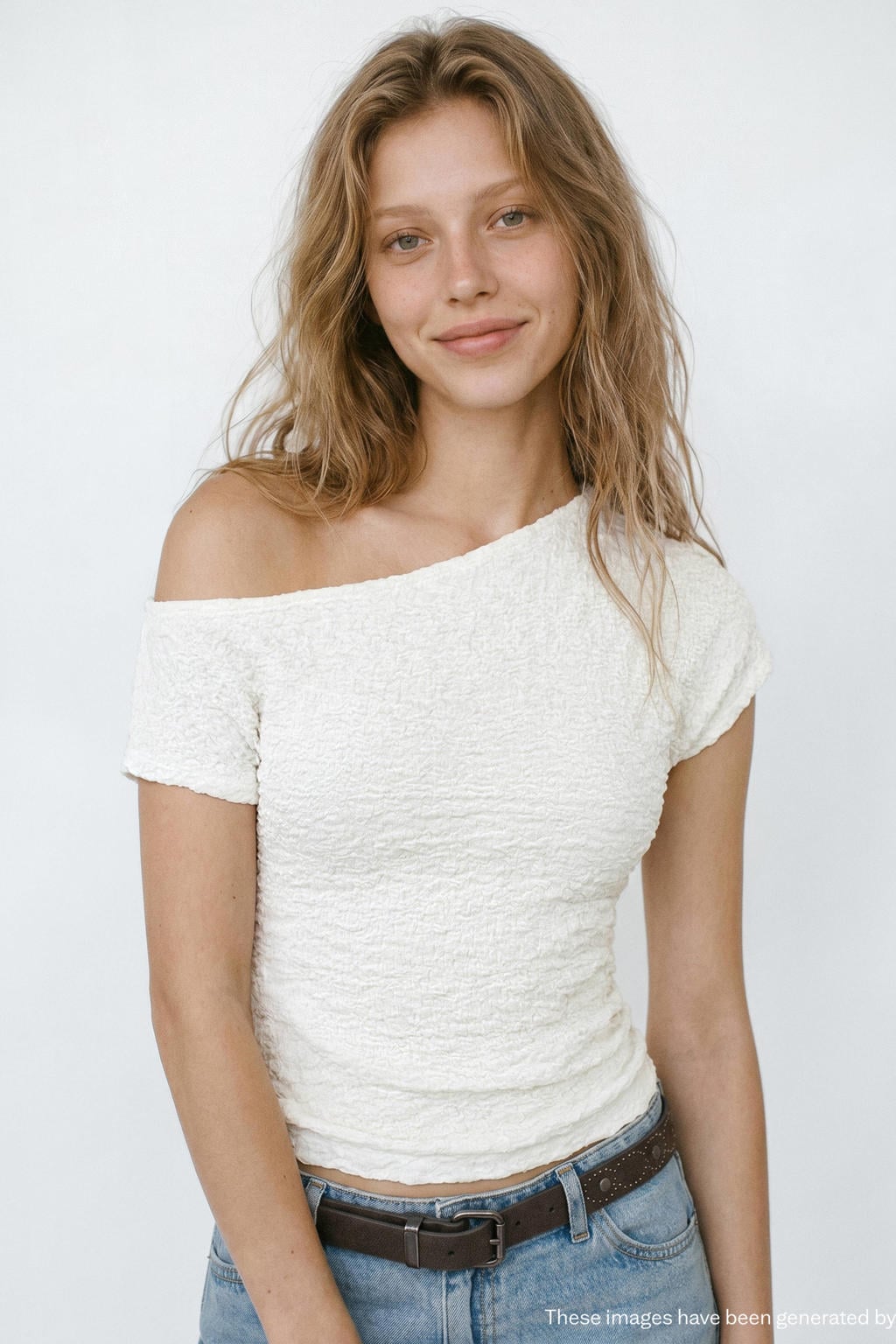 MANGO TEEN one shoulder top - ecru