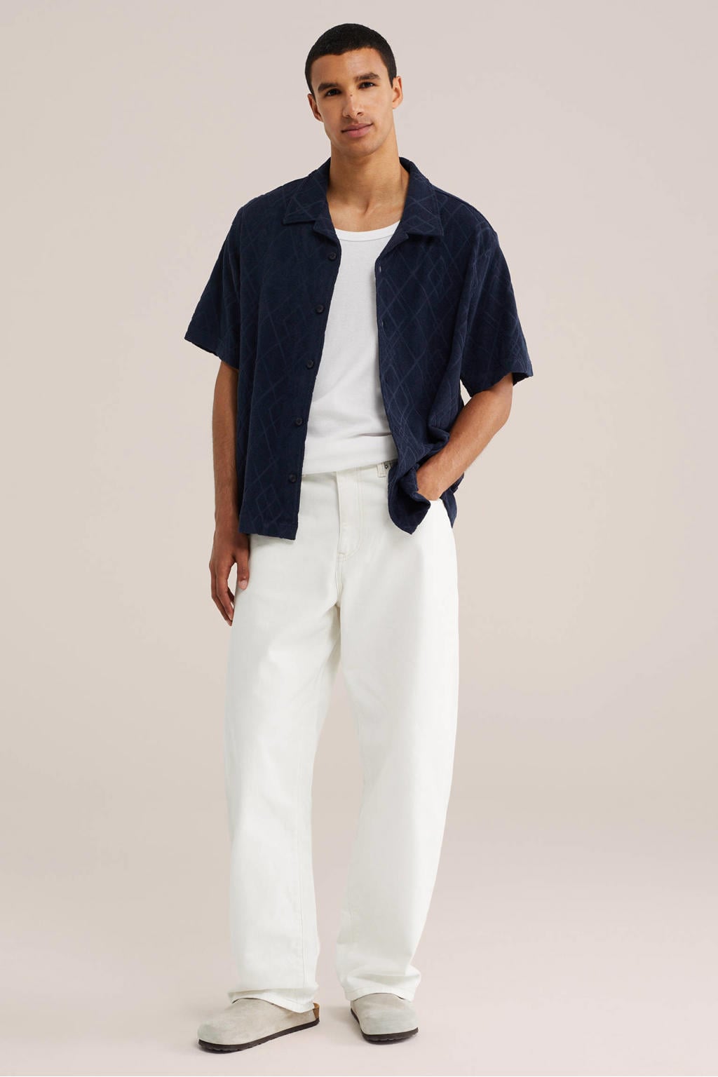 WE Fashion regular fit overhemd - donkerblauw
