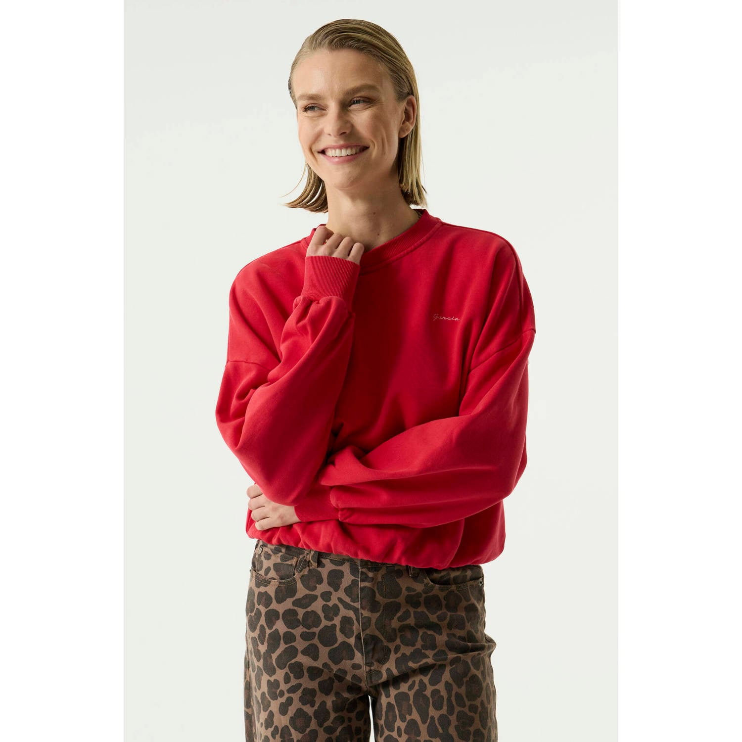 Garcia sweater met borduursels rood