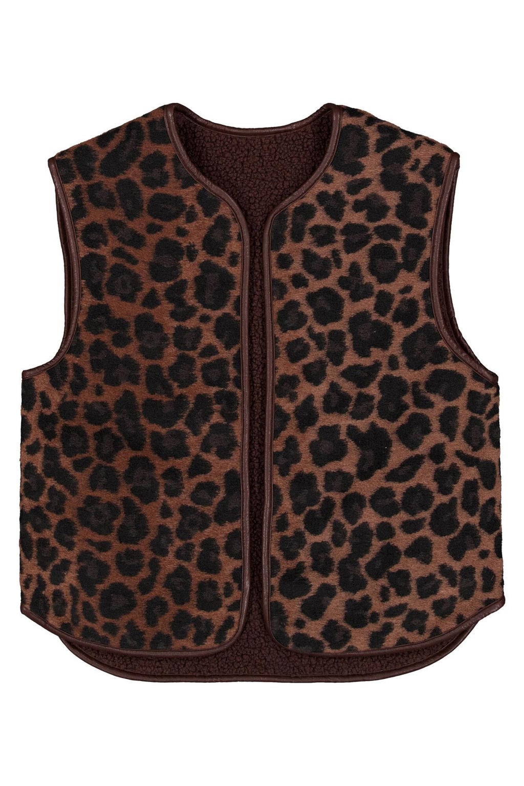 Bruine dames Garcia van polyester met dierenprint, ronde hals en reversible detail