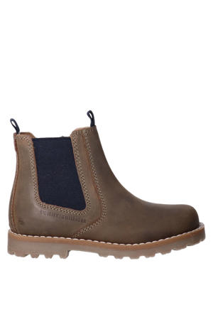 suède enkelboots met profielzool - kaki