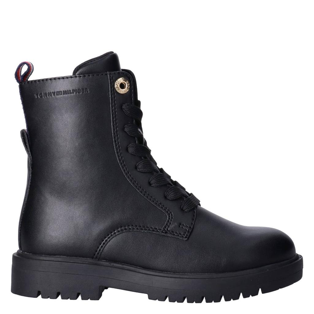 Zwarte meisjes Tommy Hilfiger enkelboots met profielzool -