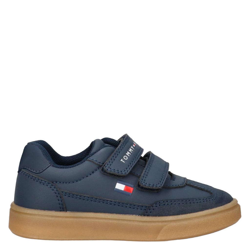 Donkerblauwe jongens Tommy Hilfiger sneakers - van 100% polyurethaan met klittenband