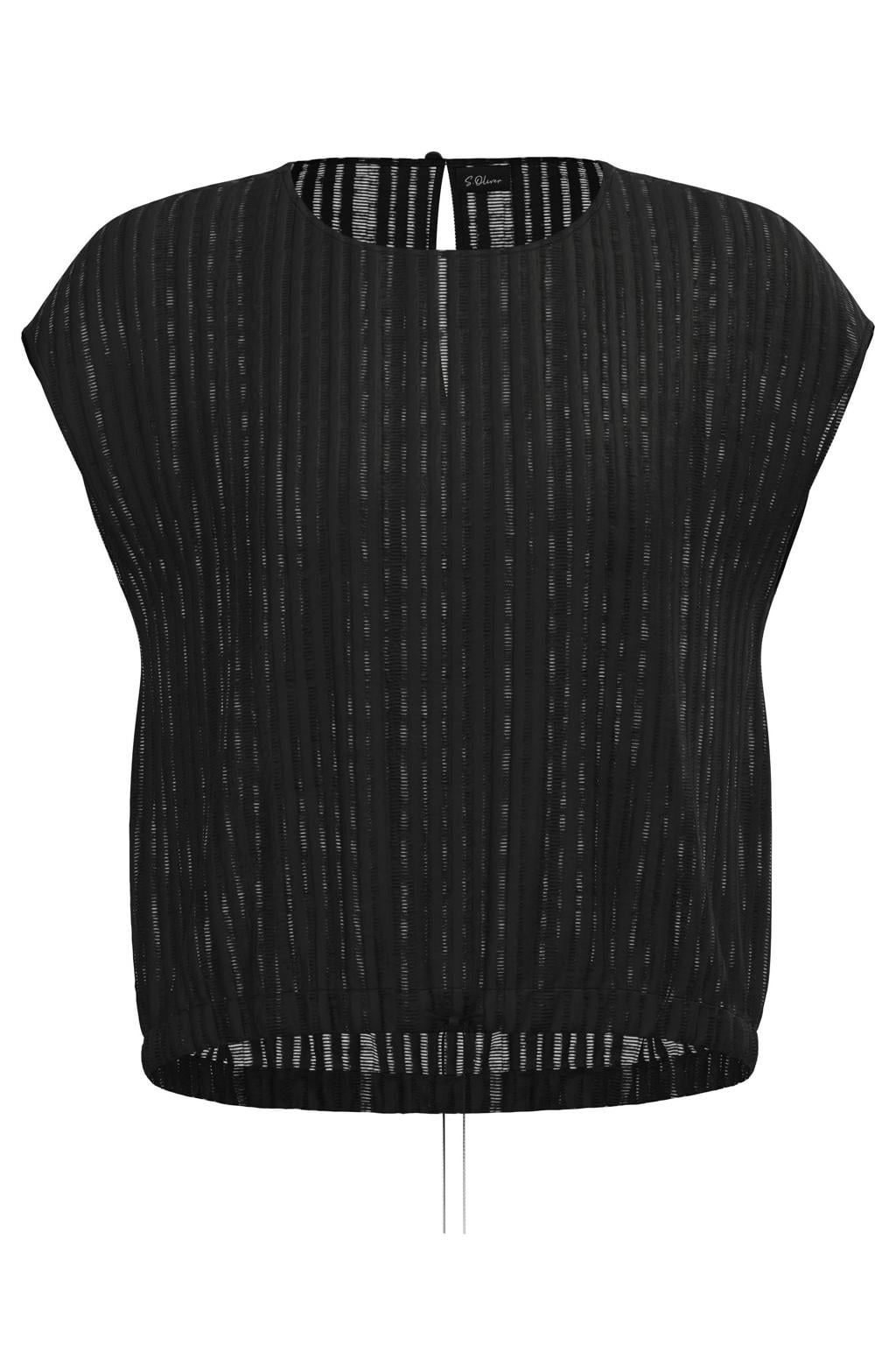 s.Oliver BLACK LABEL semi-transparante top - zwart