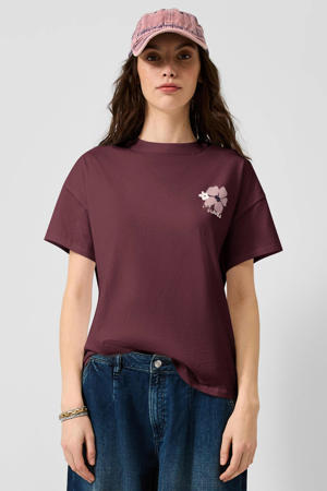 T-shirt met backprint - donkerrood
