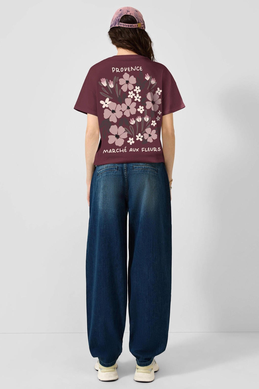 QS T-shirt met backprint - donkerrood